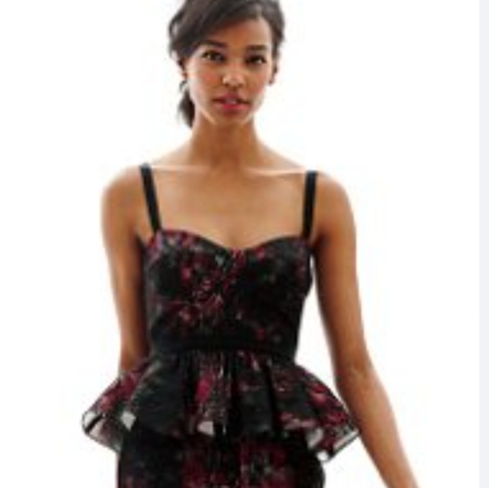 Pearl by Georgina Chapman of Marchesa Floral Flounce Peplum Camisole Top 10